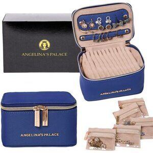 Travel jewelry organizer case vegan leather storage bag for rings earrings neckl